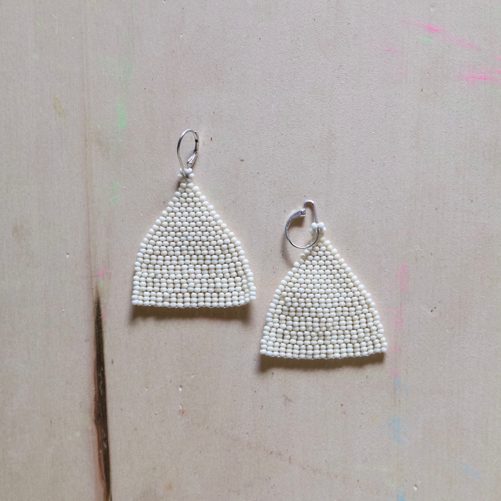 Handmade Glass Earrings | Beehive Small Batch Handwoven Bead Earrings In Mono